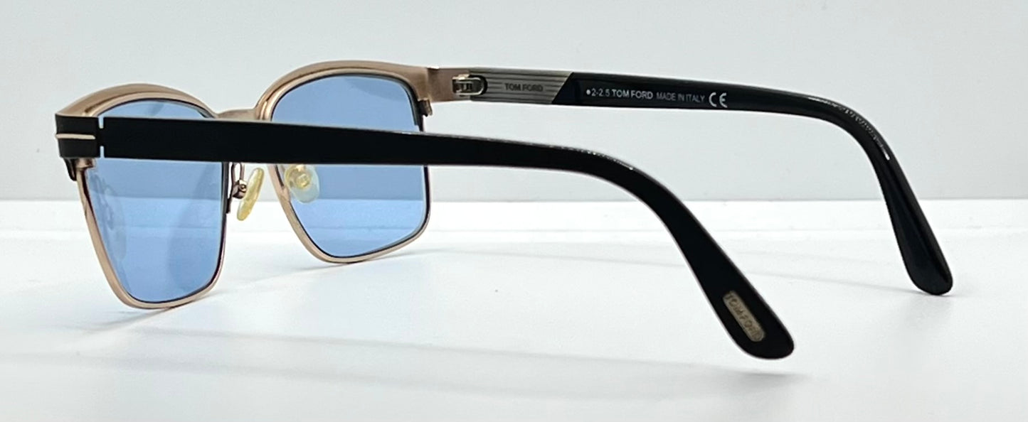 Tom Ford TF5323 002 Black/Gold Sunglasses w/New Blue Custom Lenses-New/Unworn-Full Kit