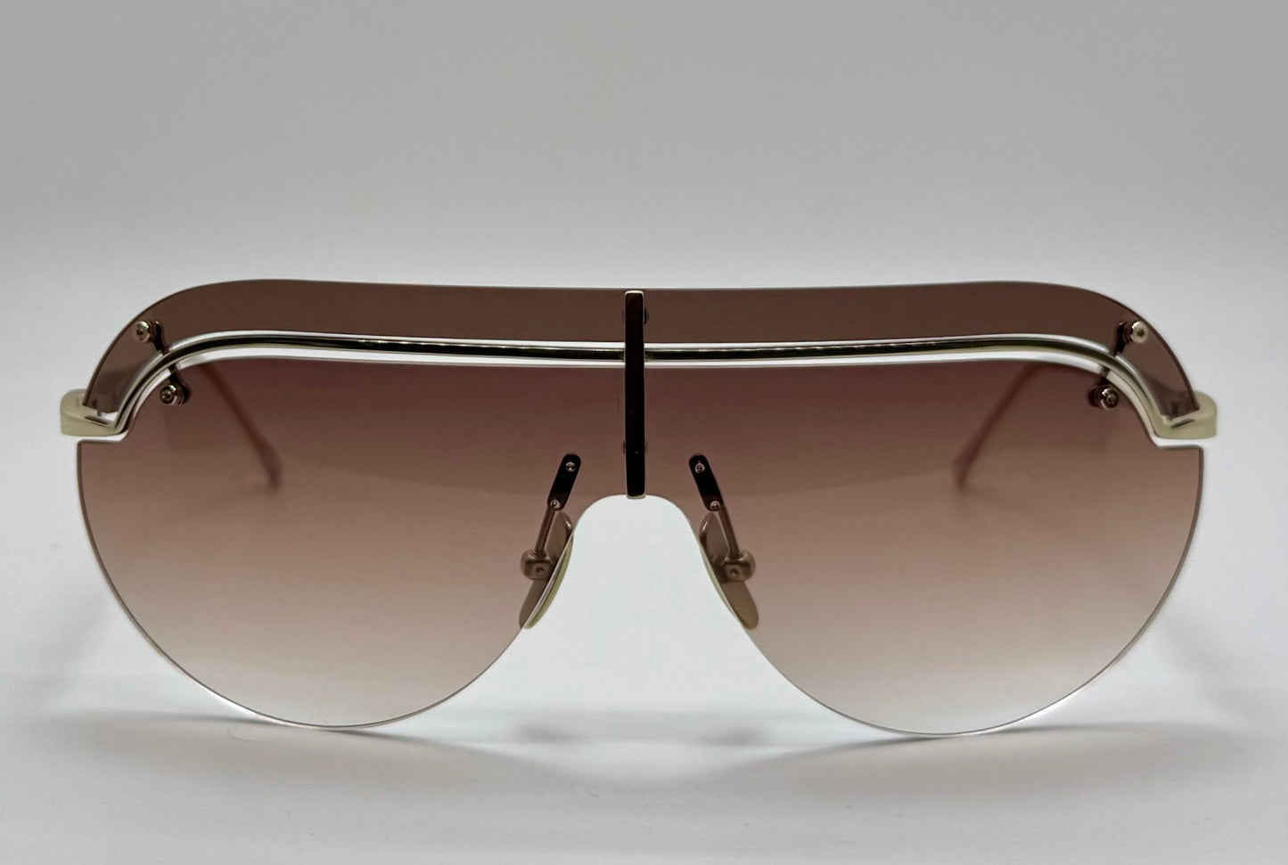 Philippe V N32 Titanium Shield Sunglasses | Made in Japan | Gradient Brown Lenses | Brand New