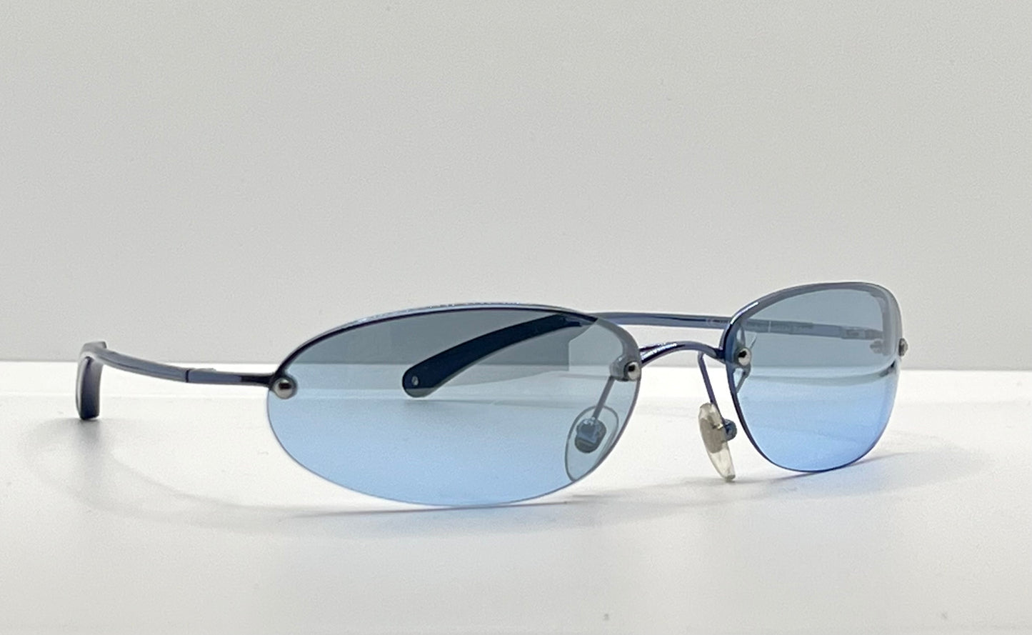 Christian Dior Minimotard 56B Blue Oval Rimless Sunglasses-Vintage Y2K-Unworn