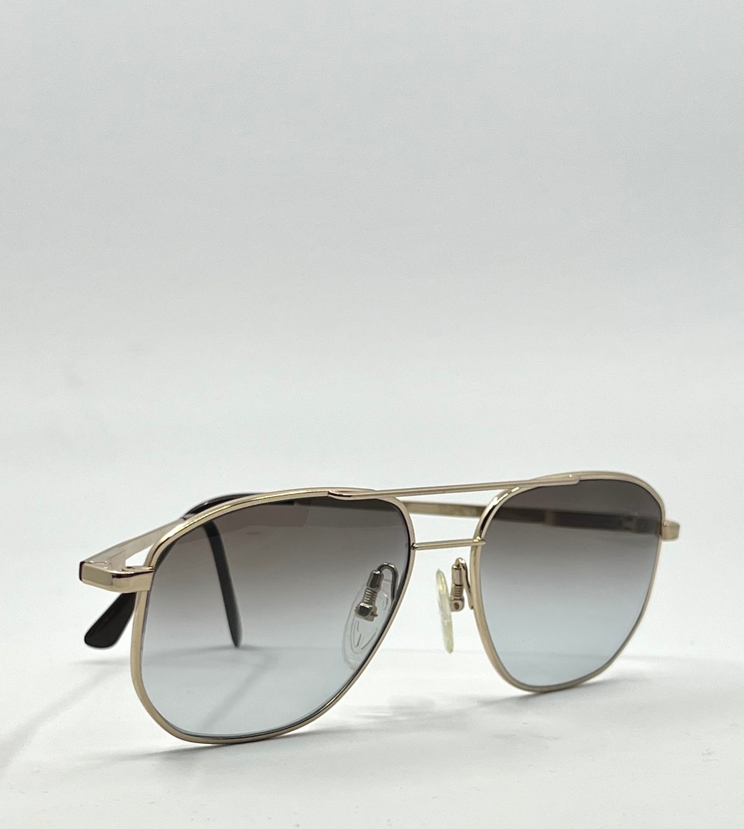 Studio 123-R-Flex Gold Vintage Aviator Sunglasses w/New Grey Gradient Custom Lenses-Deadstock