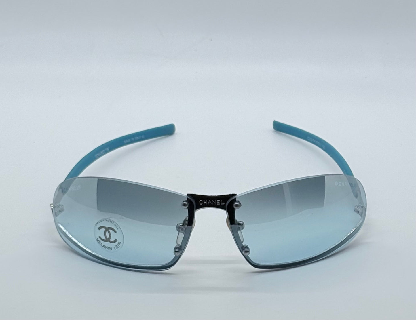 CHANEL C232-7H Rimless Shield Sunglasses Turquoise Melanin Lens-Deadstock