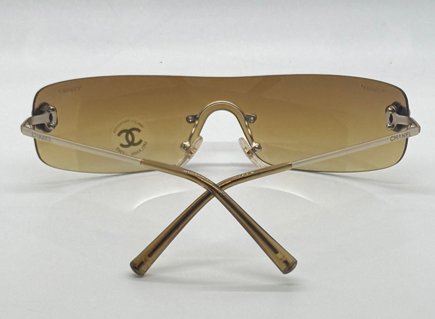 CHANEL 4086 C.125/73 Silver Shield Rimless Sunglasses – Vintage Deadstock – Made in Italy