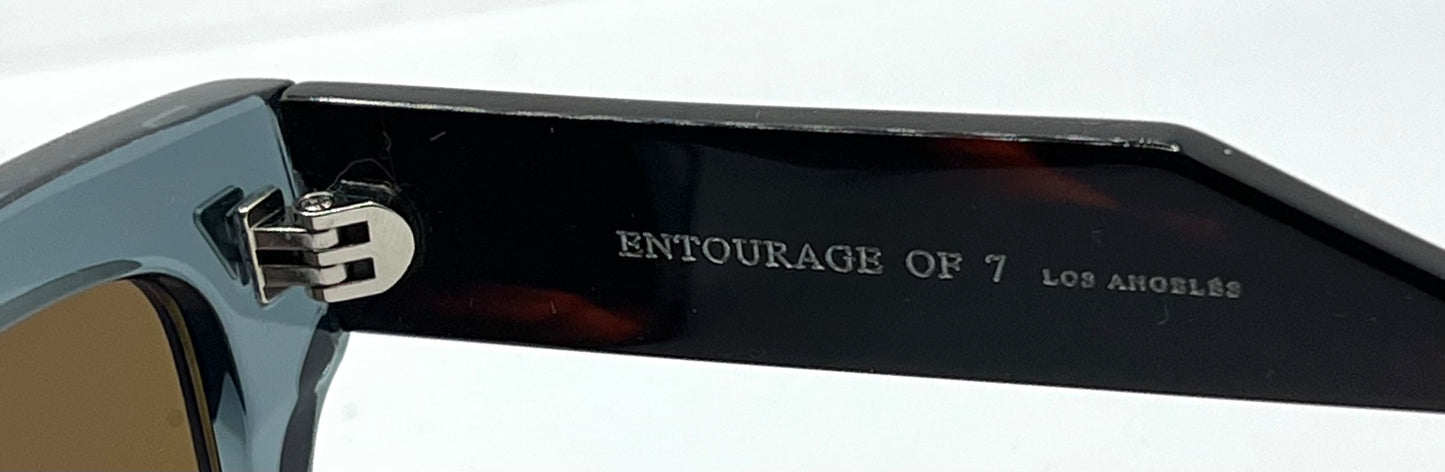 Entourage of 7 Runyon 10-49 Sunglasses-Made in Japan-Transparent Slate Blue/Tortoise-54mm-Full Kit