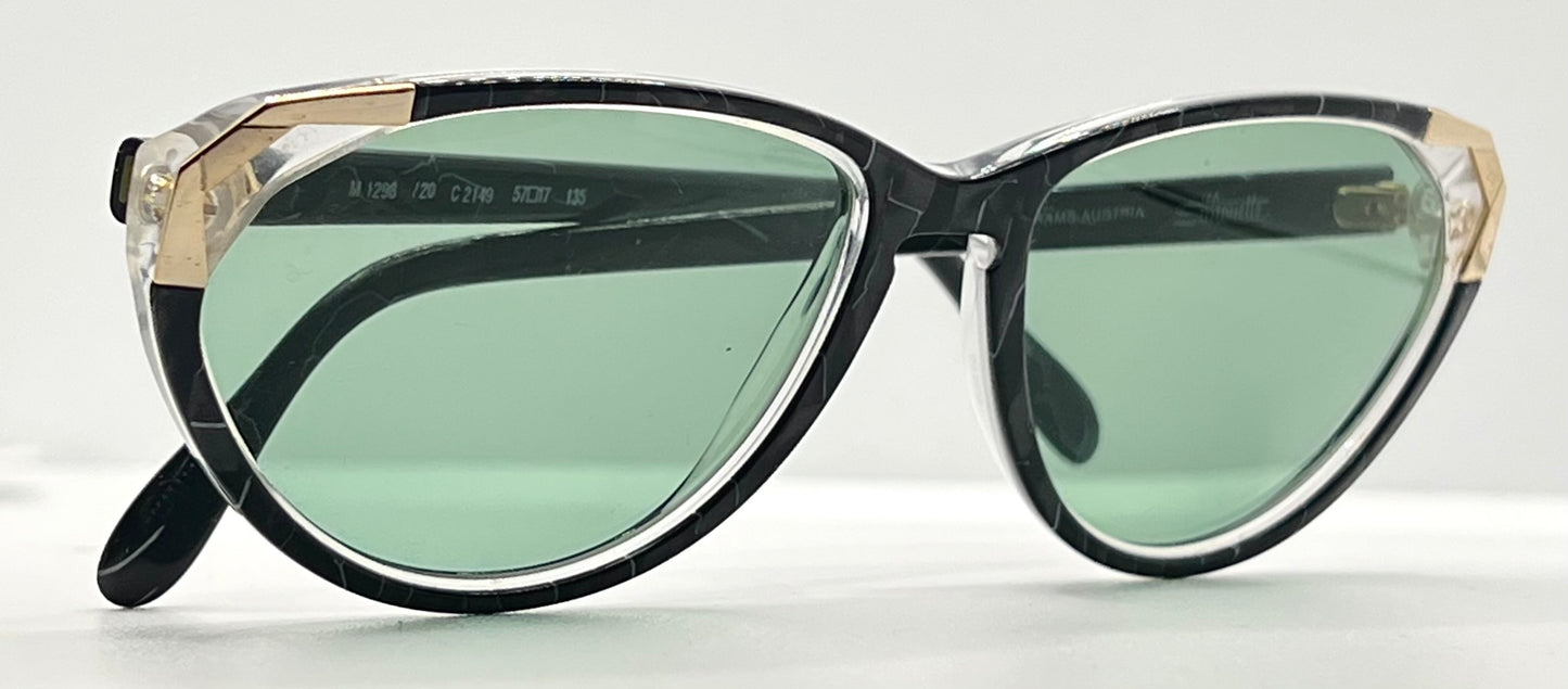 Silhouette M1298 Vintage Sunglasses Black Marble w/New Custom Lenses-Austria