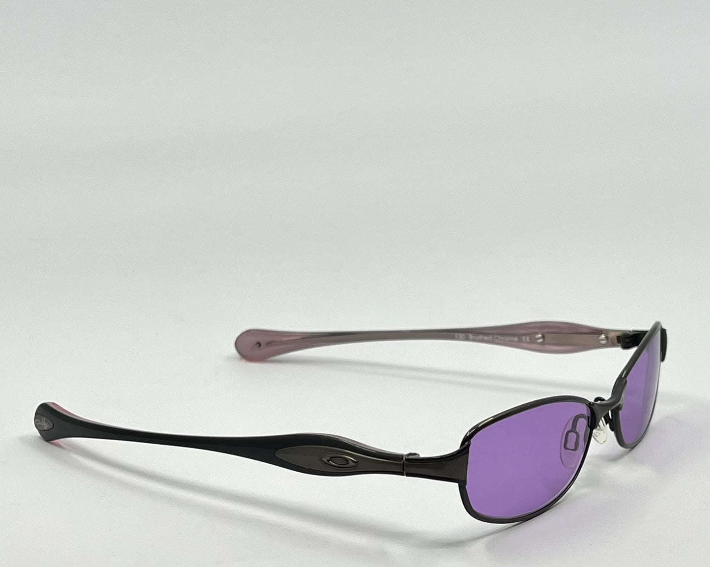 Oakley Flawless 2.0 Brushed Chrome Vintage Sunglasses w/New Solid Purple Custom Tinted Lenses
