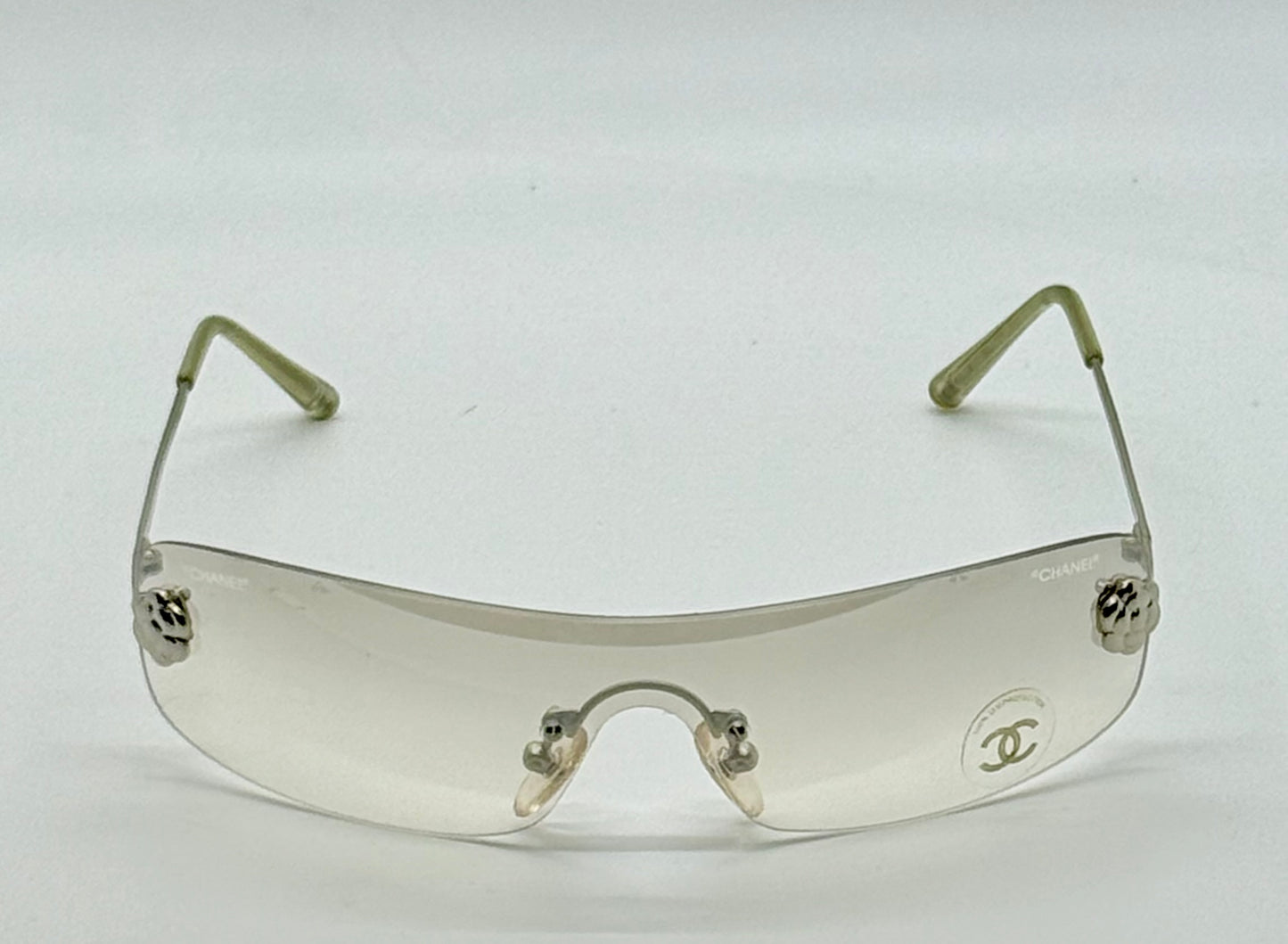Chanel 4086 C.124/6Y Vintage Shield Sunglasses – Deadstock/Unworn-Camellia Silver
