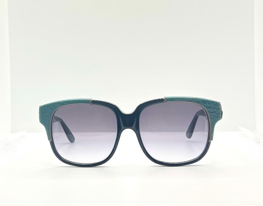 Vintage Emmanuelle Khanh 8980 RQ 16V Sunglasses – Green Ostrich Detail – France