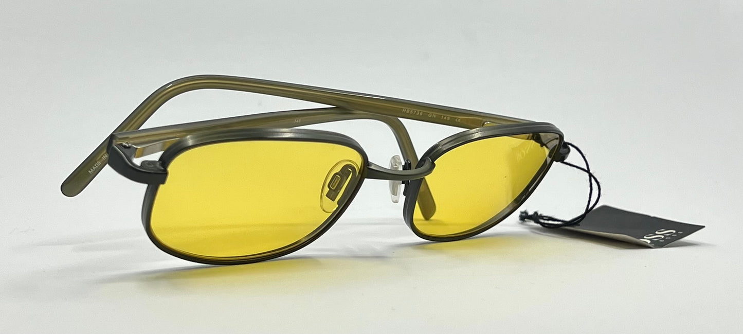 Hugo Boss HB5736 GN Y2K Y2K Vintage Sunglasses – Original Yellow Lenses-Deadstock/Unworn
