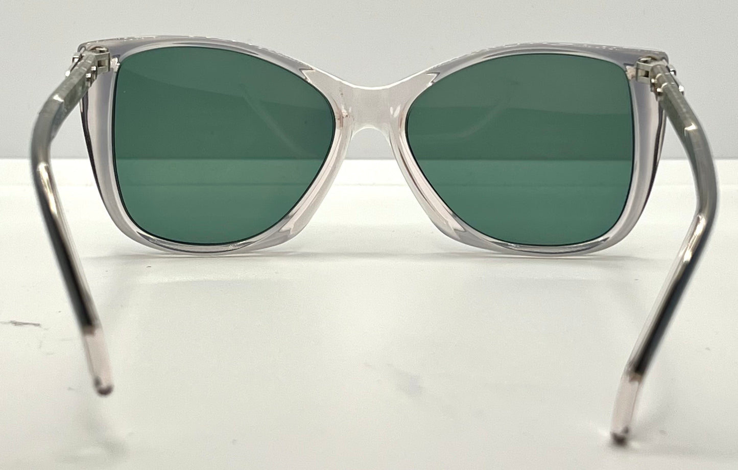 YSL SL 611 VINTAGE Sunglasses-Clear Grey w/New Green Custom Lenses-54mm-NOS