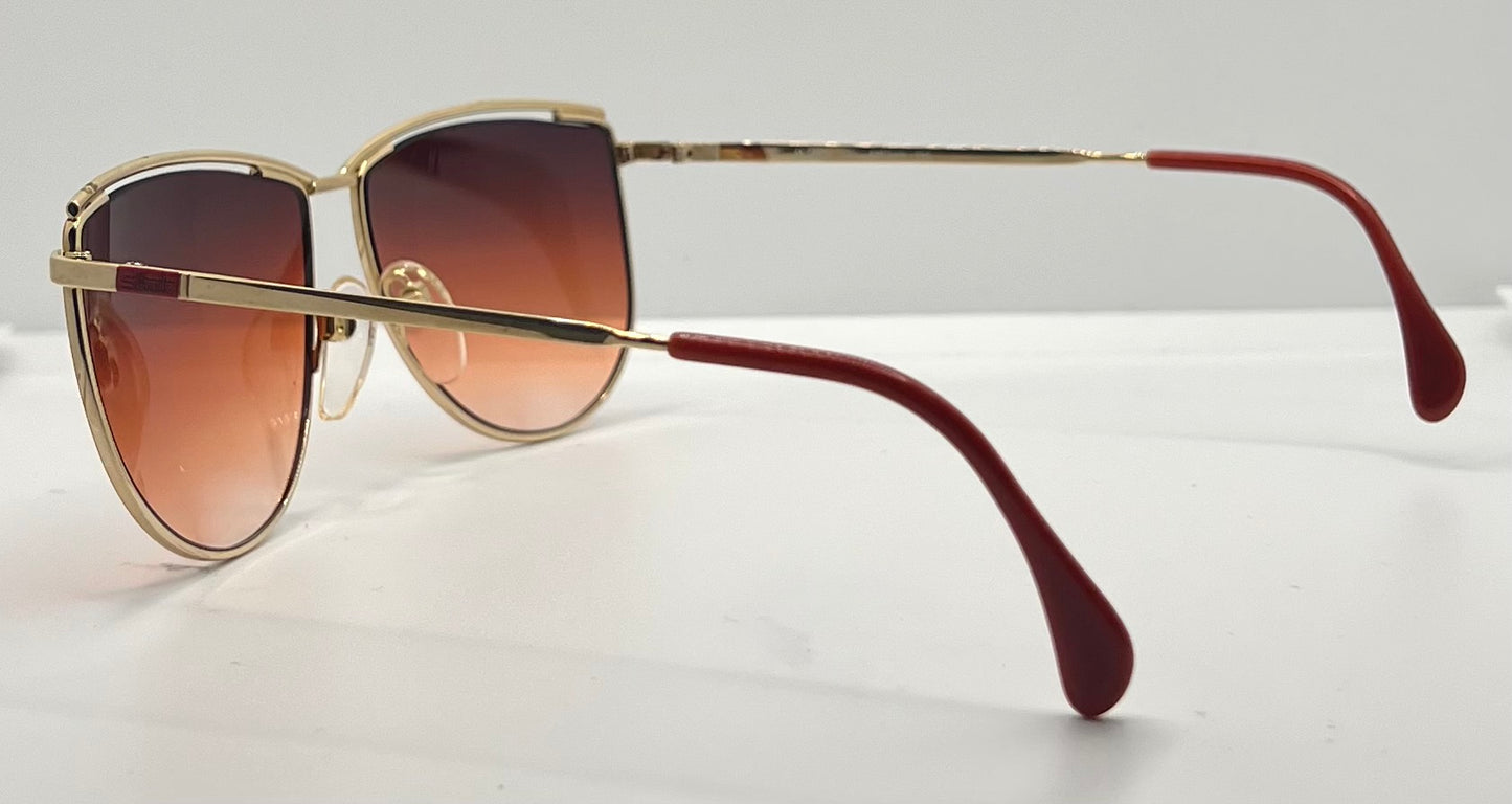 Silhouette M6078 V6051 Vintage Sunglasses Gold/Red w/New Gradient Custom Lenses-57mm-NOS