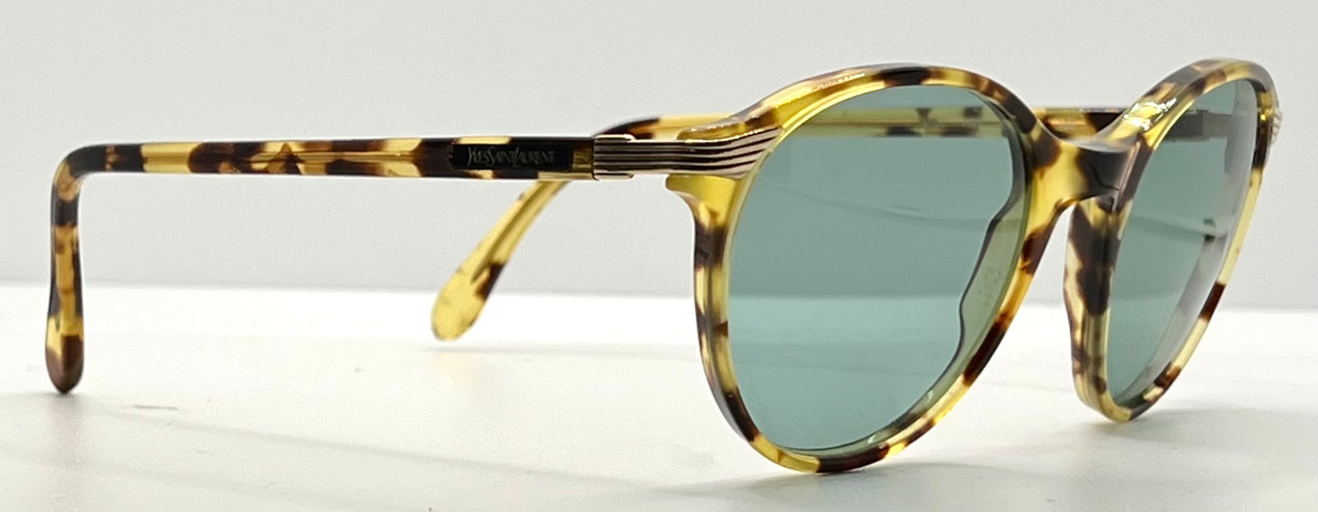 Yves Saint Laurent 5024 Tortoise Vintage Sunglasses w/New Solid Green Custom Lenses-Italy
