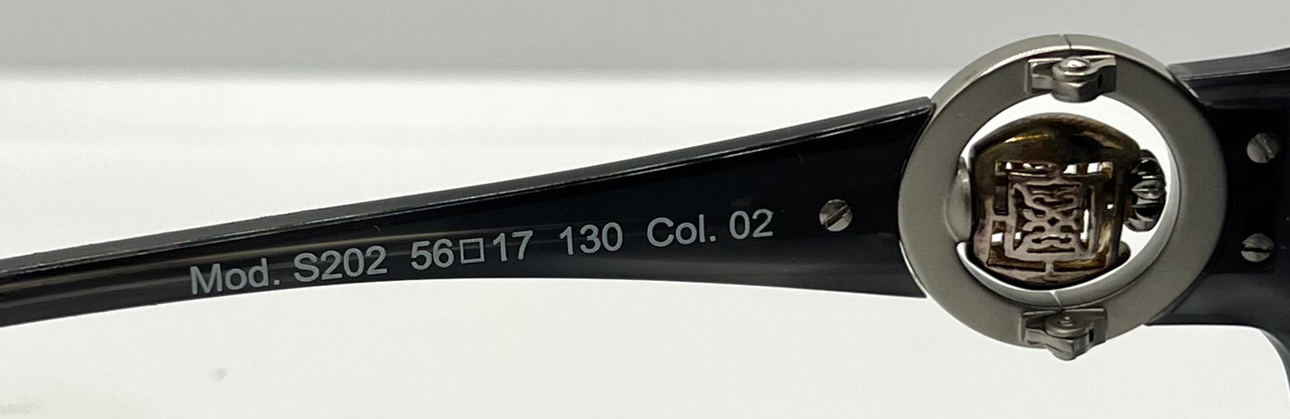 Sasura S202 Sunglasses Black 56-17 Spinner Temple Design Made in Italy NOS