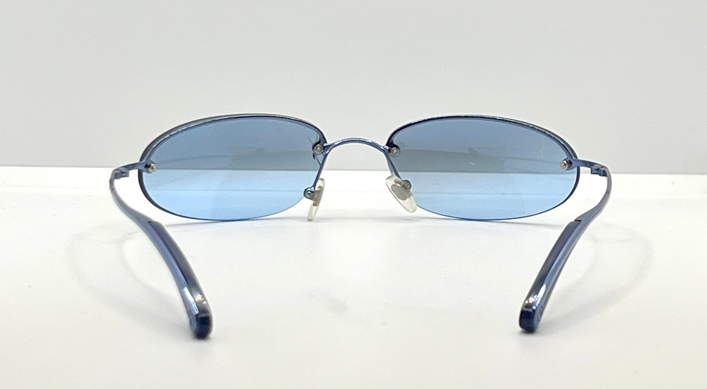 Christian Dior Minimotard 56B Blue Oval Rimless Sunglasses-Vintage Y2K-Unworn