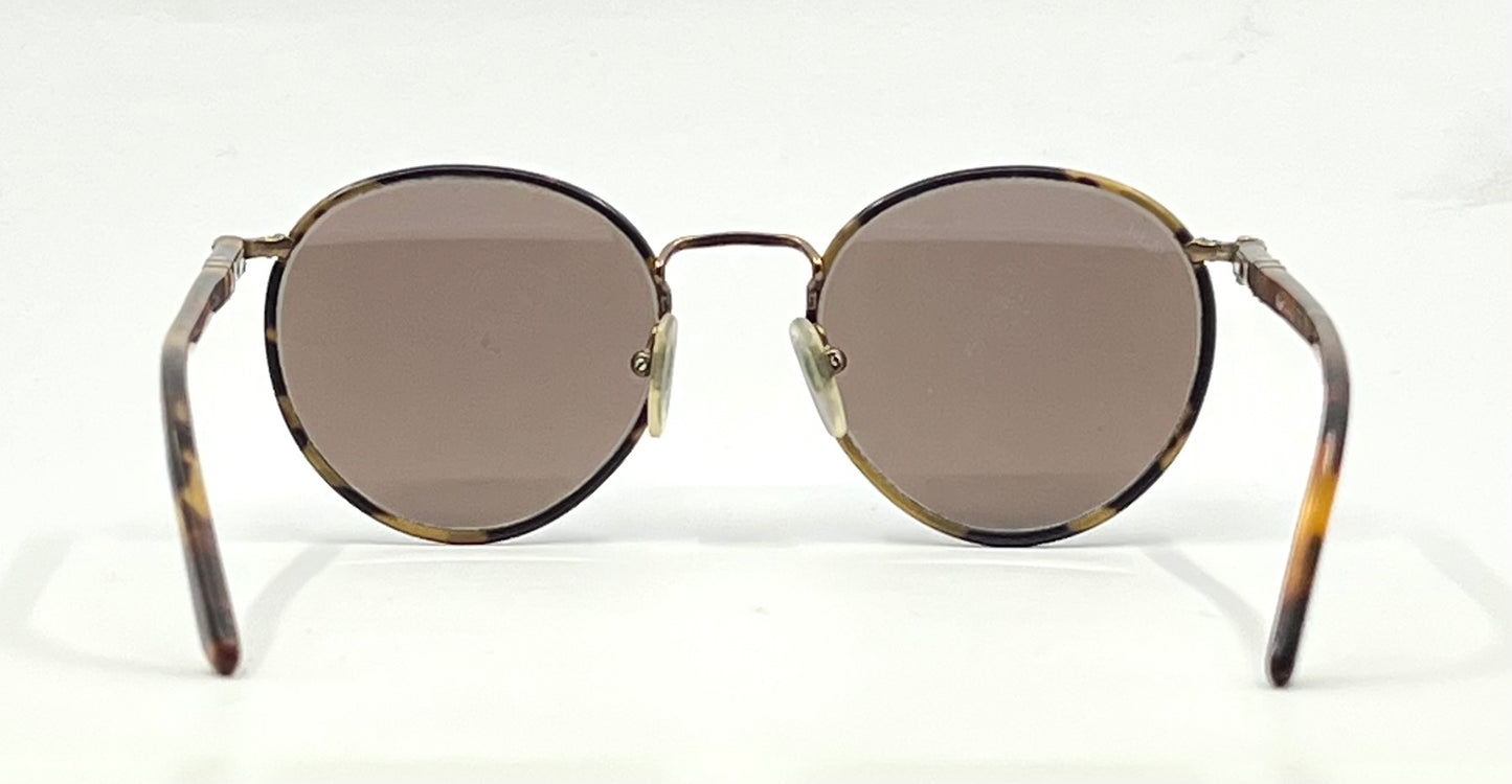 Persol 2422-S-J 1065/04 Brass & Tortoise Round Vintage Sunglasses – Made in Italy