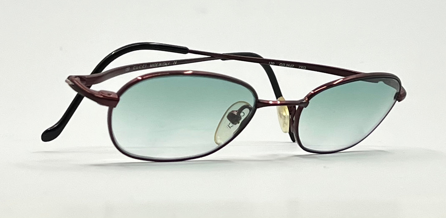Gucci GG2647 7XG Y2K Vintage Sunglasses-New Custom Aqua Gradient Tinted Custom Lenses