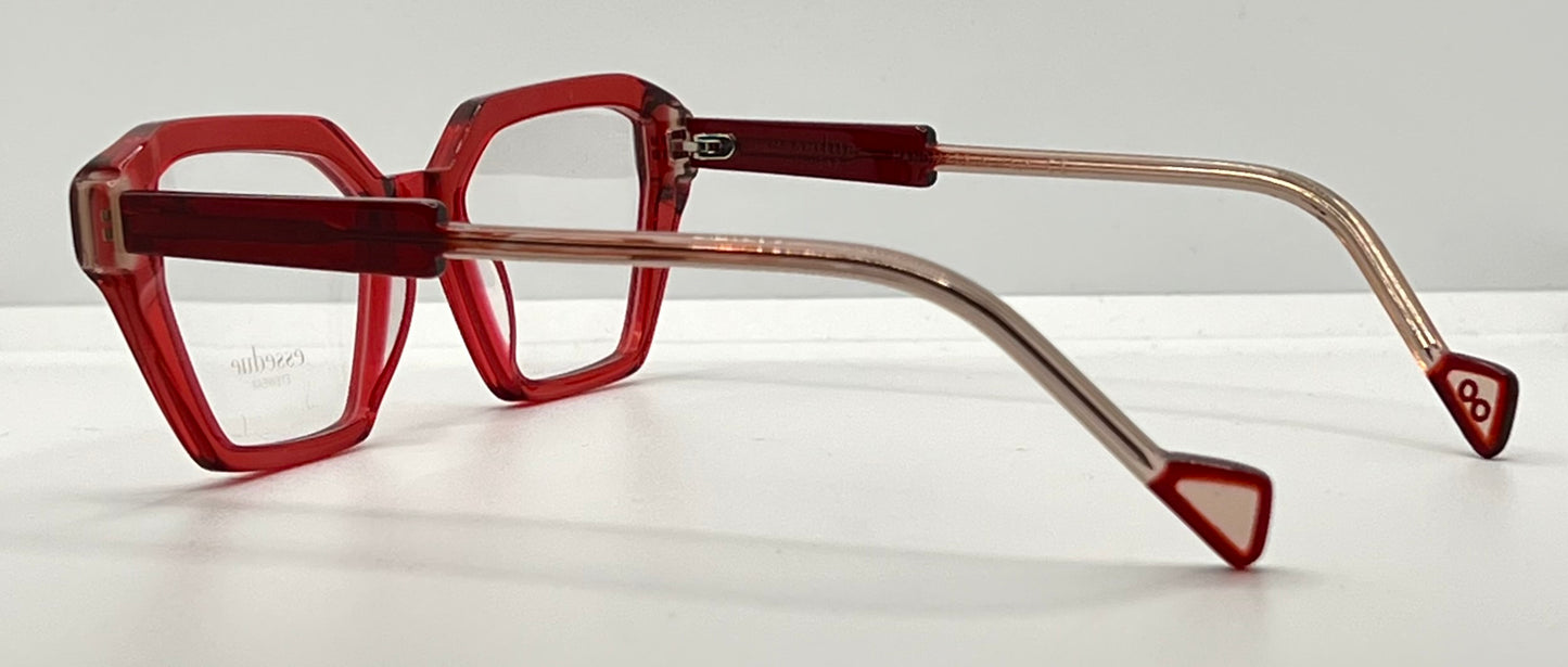 Esse Due ORTI Red Geometric Acetate Eyeglasses 53mm – Handmade in Italy – New Unworn