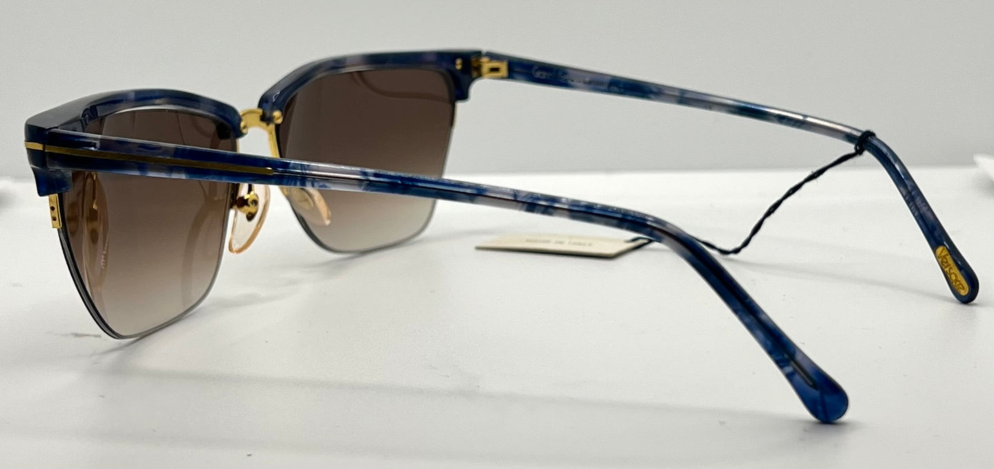 Gianni Versace 343 Blue Gold Vintage Sunglasses 56mm Half-Rim-UNWORN