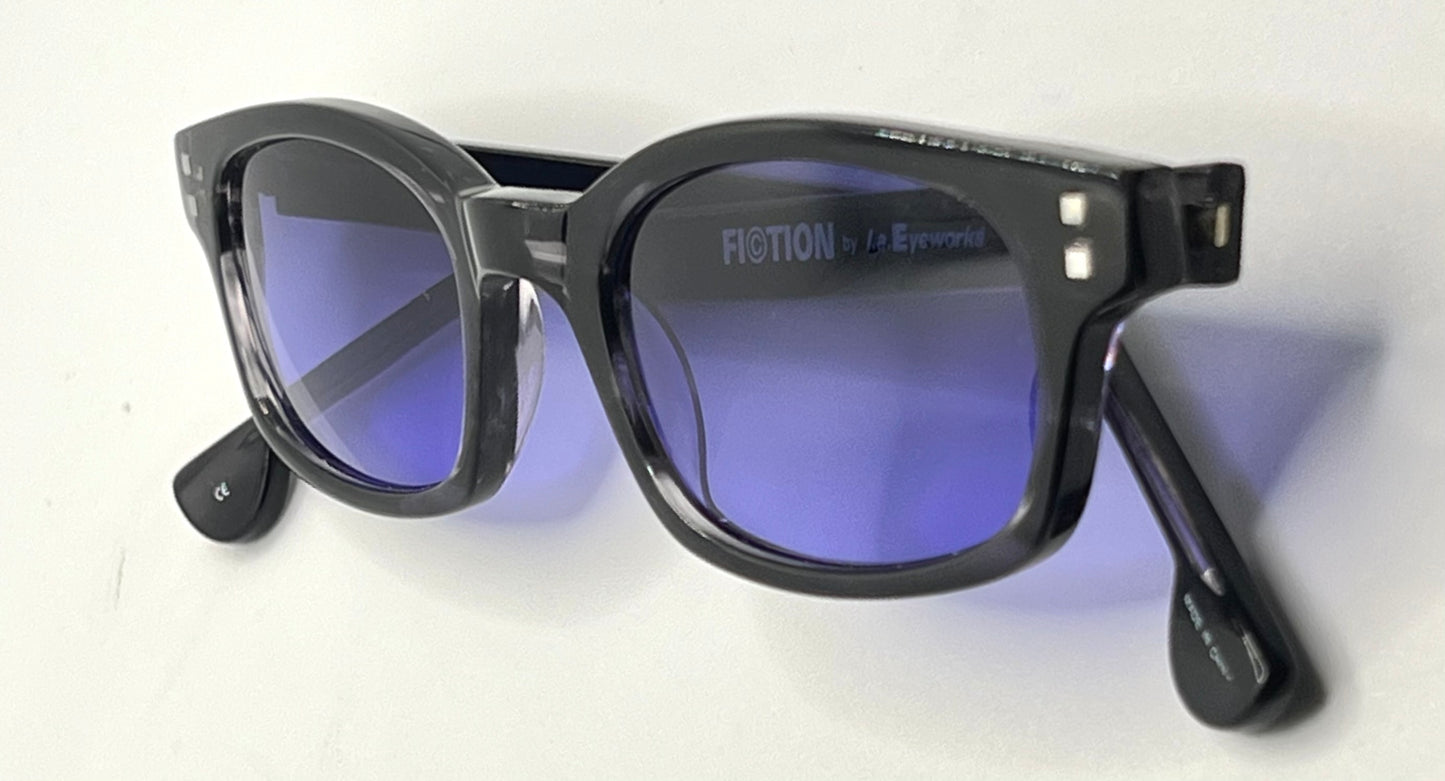 FICTION by l.a. Eyeworks TOM 033 Sunglasses-w/ New, Solid MIDNIGHT VIOLET Custom Lenses