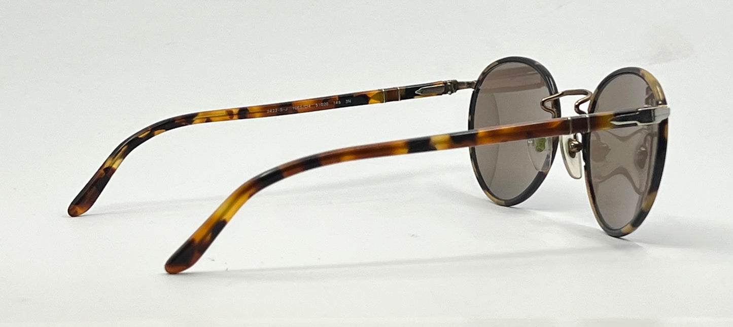Persol 2422-S-J 1065/04 Brass & Tortoise Round Vintage Sunglasses – Made in Italy