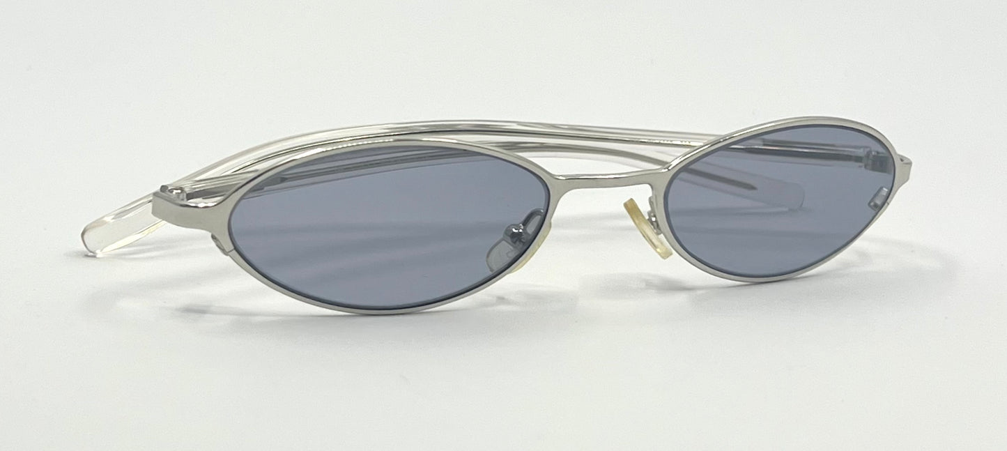 Gucci GG1608/S 8S7 Y2K Vintage Oval Sunglasses-New Solid Blue Tinted Custom Lenses