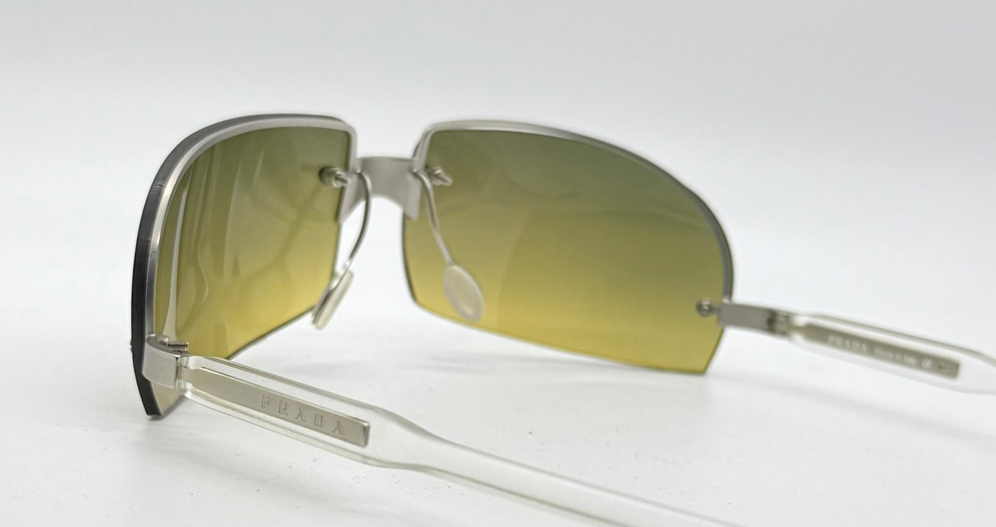 Prada SPR 72A Vintage Shield Sunglasses-Gradient Lenses-Y2K-Italy-Deadstock/New
