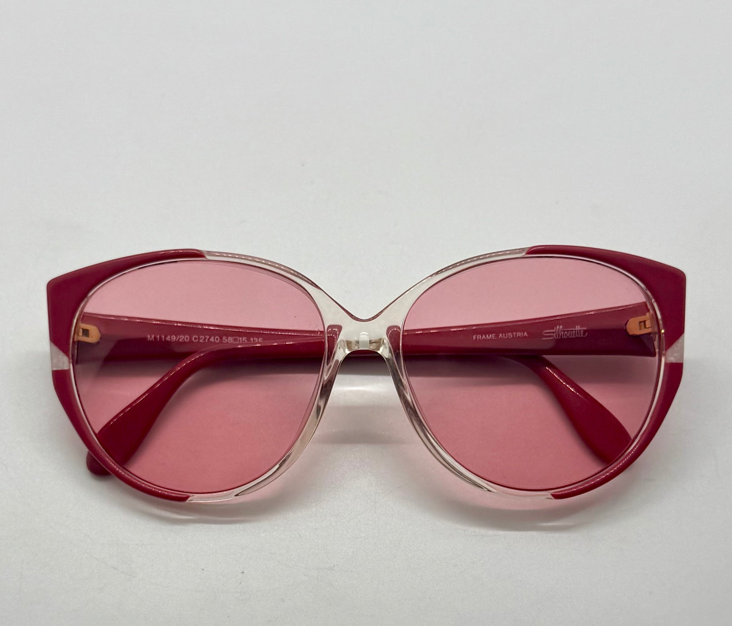 Silhouette M1149/20 C2740 Vintage Cat Eye Sunglasses w/New Pink Custom Lenses-58mm-Austria