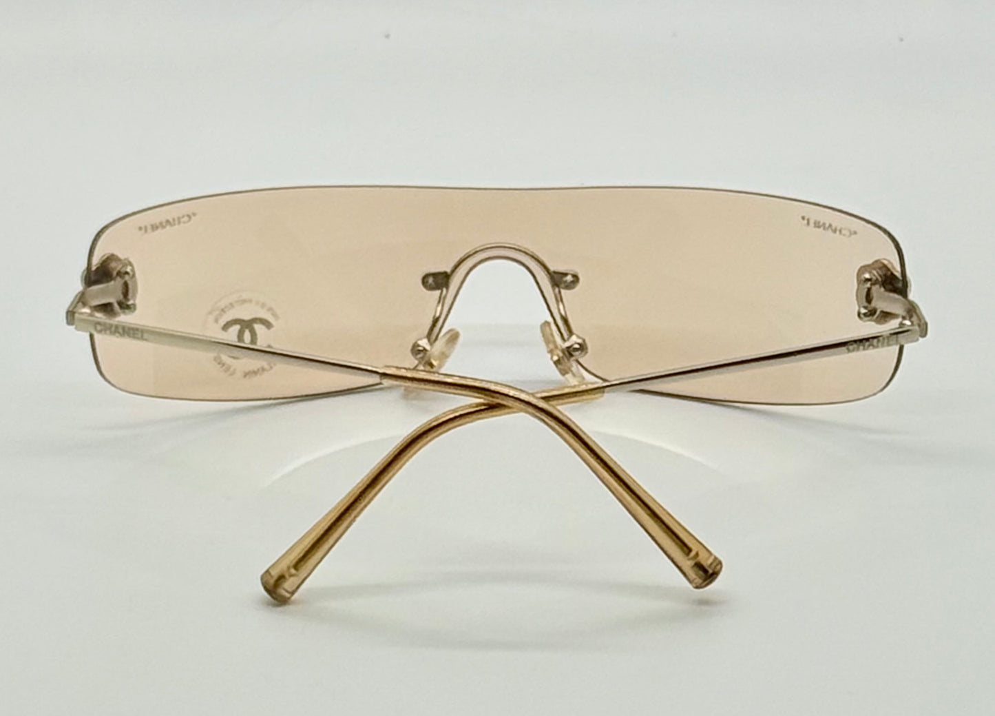 CHANEL 4086 C.124/60 Silver Shield Rimless Sunglasses – Vintage Deadstock – Made in Italy
