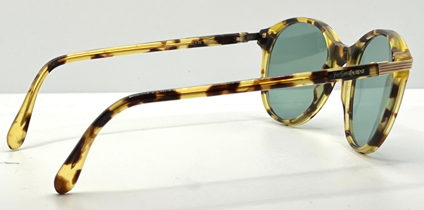 Yves Saint Laurent 5024 Tortoise Vintage Sunglasses w/New Solid Green Custom Lenses-Italy