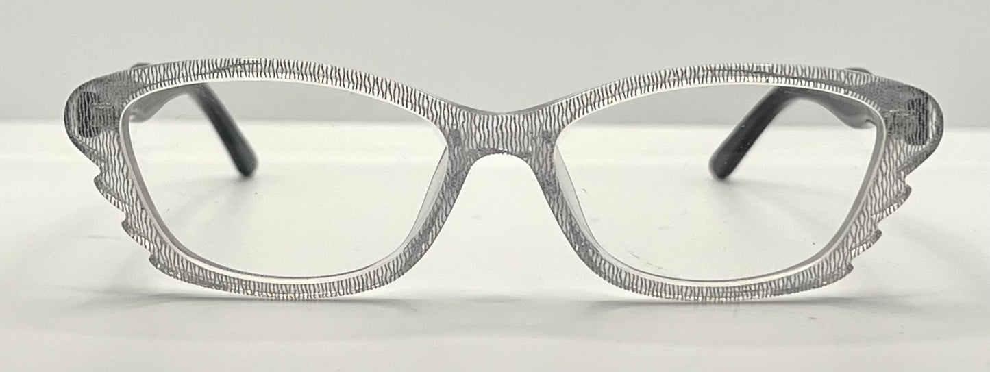 Menizzi MA3026 COL.01 Eyeglasses – Clear Textured / Black Temples – 50mm