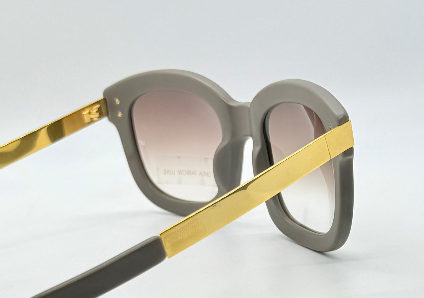 Linda Farrow Luxe LFL/1/6 Grey Gold Oversized Sunglasses Japan Deadstock Kit