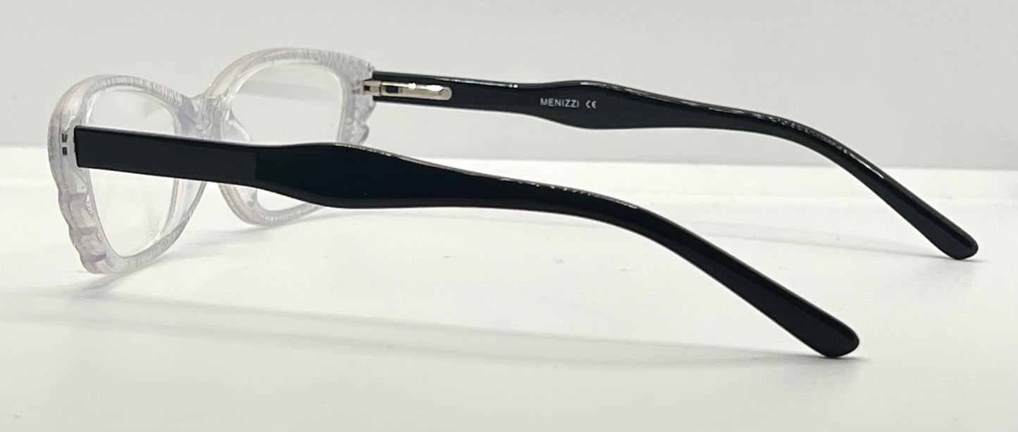 Menizzi MA3026 COL.01 Eyeglasses – Clear Textured / Black Temples – 50mm