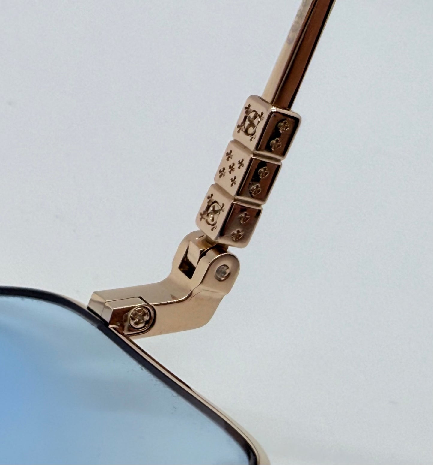 Chrome Hearts AM Gold Plated – Solid Light Blue Lenses – Deadstock Full Kit