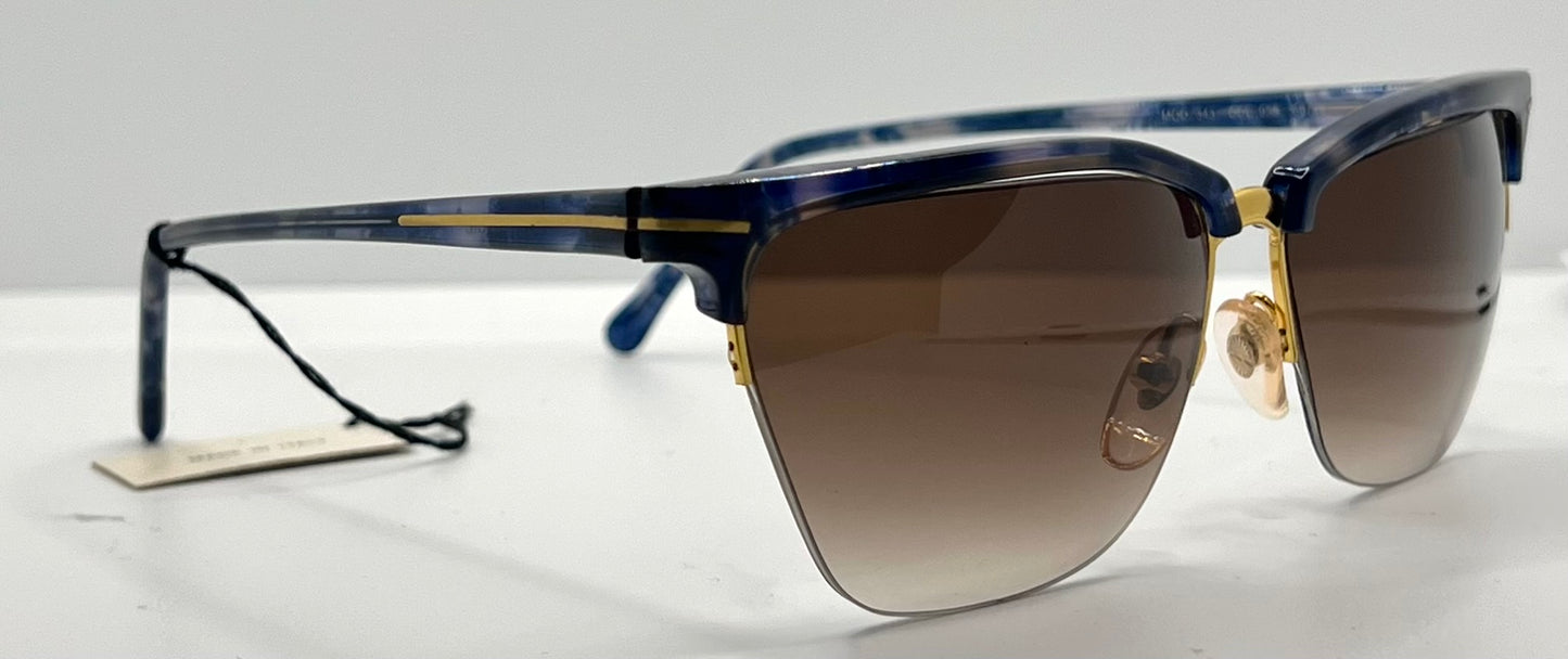 Gianni Versace 343 Blue Gold Vintage Sunglasses 56mm Half-Rim-UNWORN