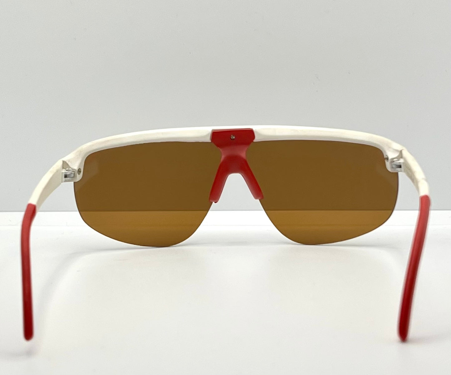 Vintage DONNAY 6394 E-Unit Sun AG Sunglasses – White/Red Deadstock 1980s Sport Wrap Shield – Original Lenses