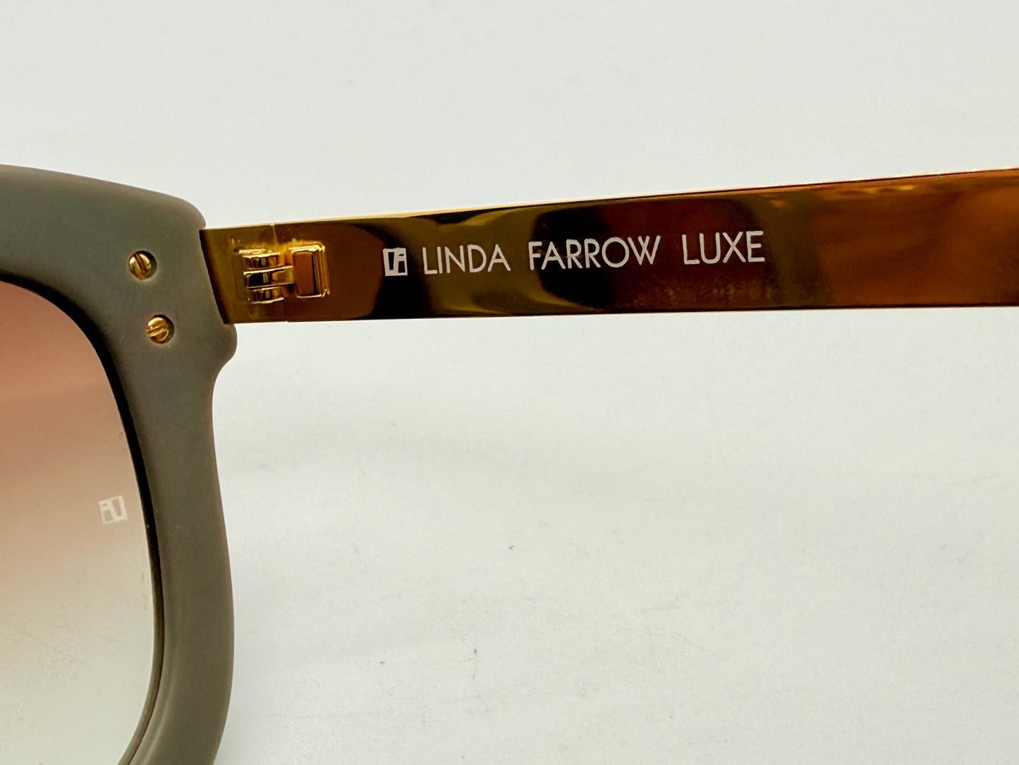 Linda Farrow Luxe LFL/1/6 Grey Gold Oversized Sunglasses Japan Deadstock Kit