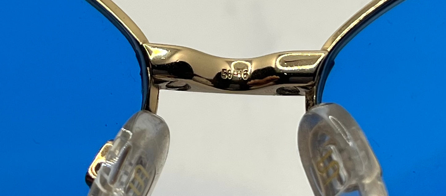 Silhouette M6186/30 Gold Shield VINTAGE Sunglasses w/New Solid Blue Custom Lenses-Unworn