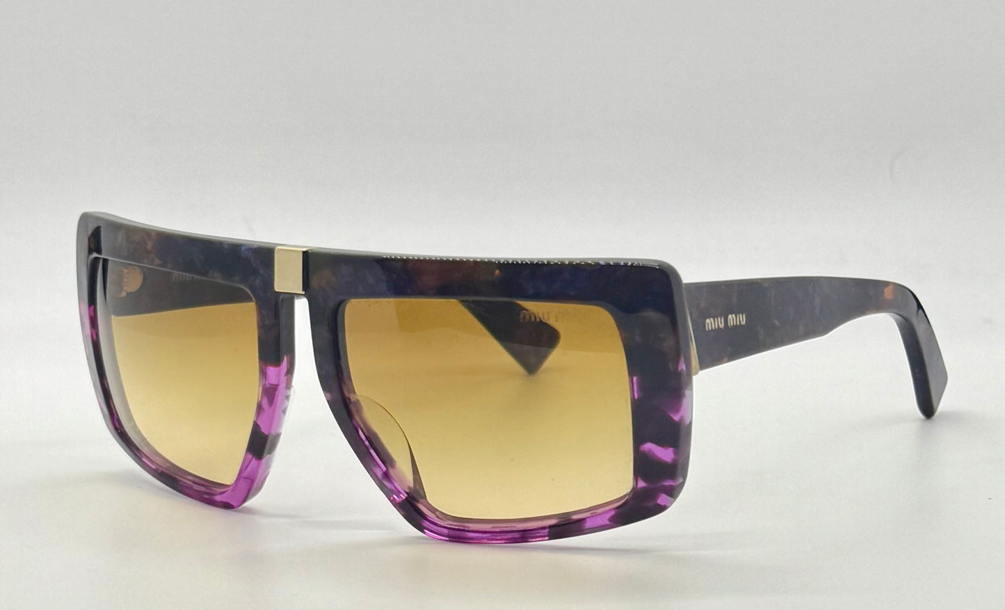 Miu Miu Smu 05O Vintage Sunglasses-Marbled Purple Amber Frame-Italy-55Mm
