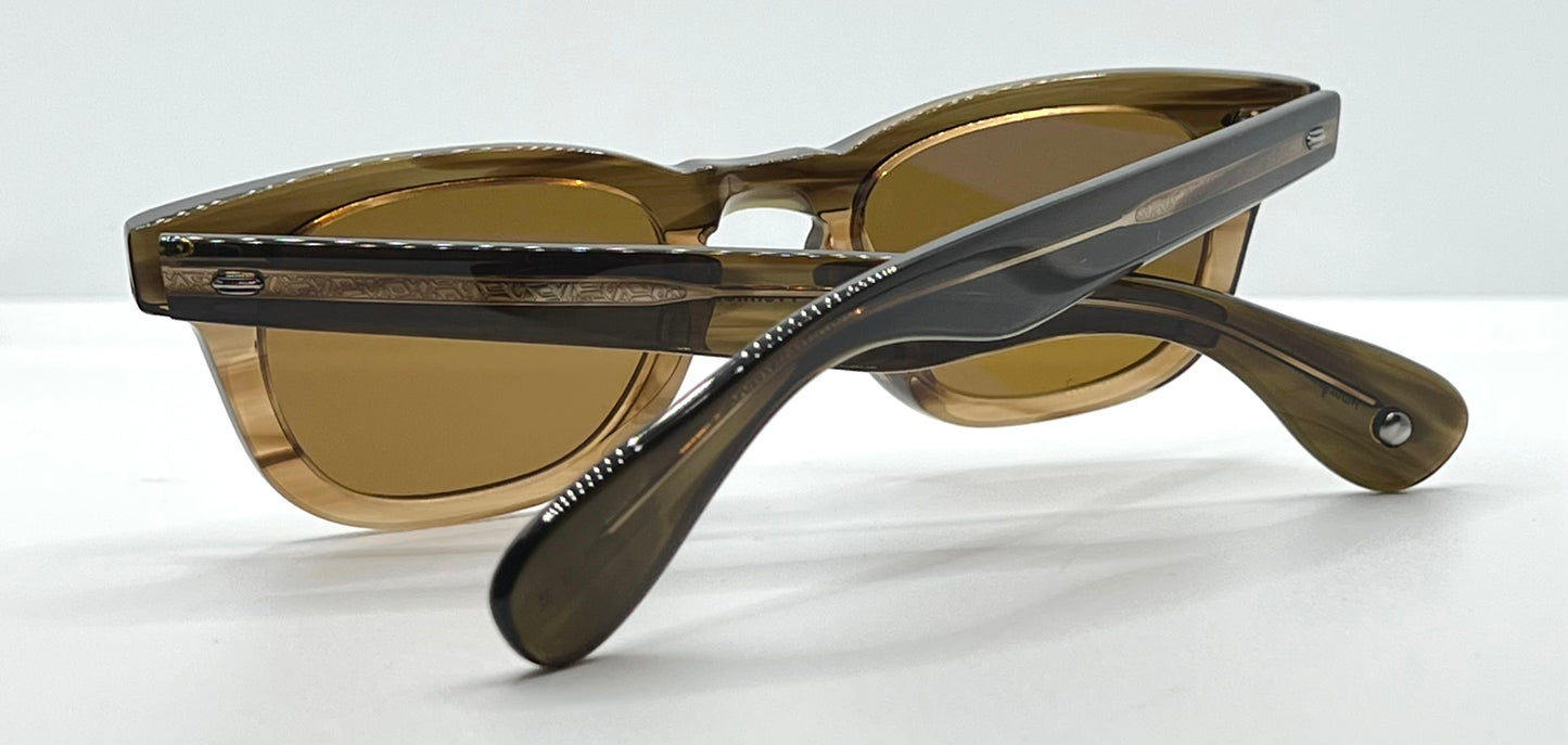 Garrett Leight LO-B BAMF 46-23 Premium Glass Sunglasses-Brown Fade – Full Kit-New