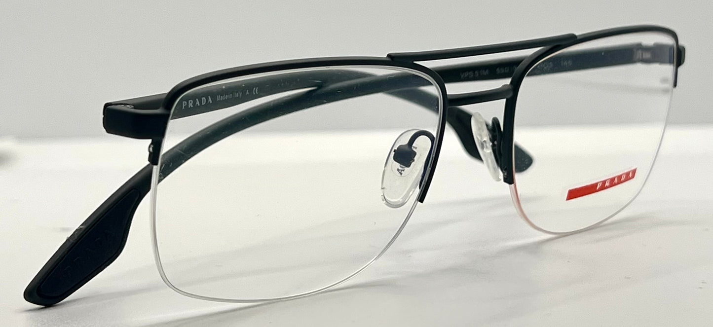 Prada VPS 51M 55-19-145 Black Red Half-Rim Glasses Made in Italy-New