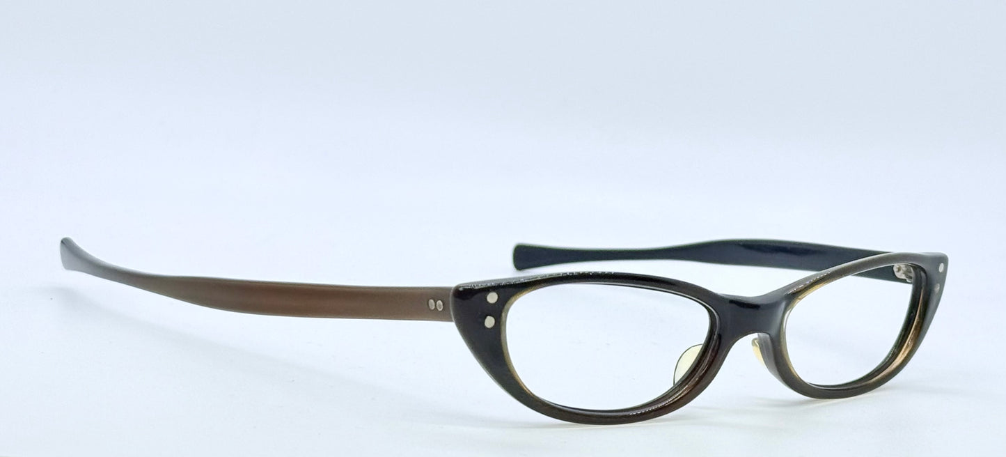 Vintage American Optical Cat-Eye Glasses-1950s/1960s Black & Brown Acetate Frame
