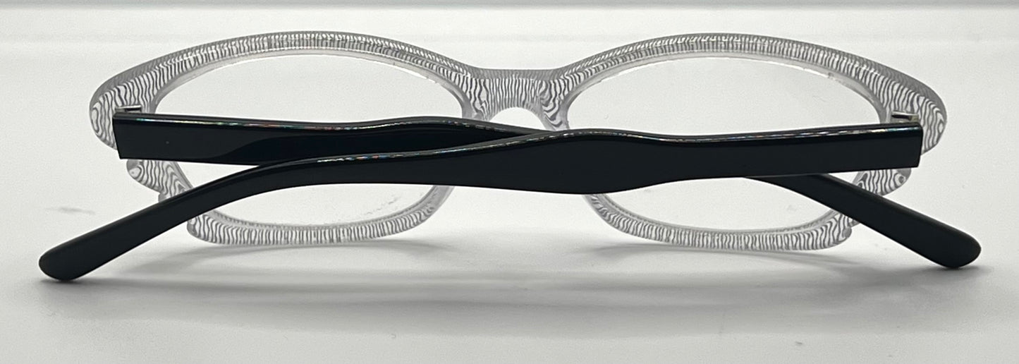 Menizzi MA3026 COL.01 Eyeglasses – Clear Textured / Black Temples – 50mm