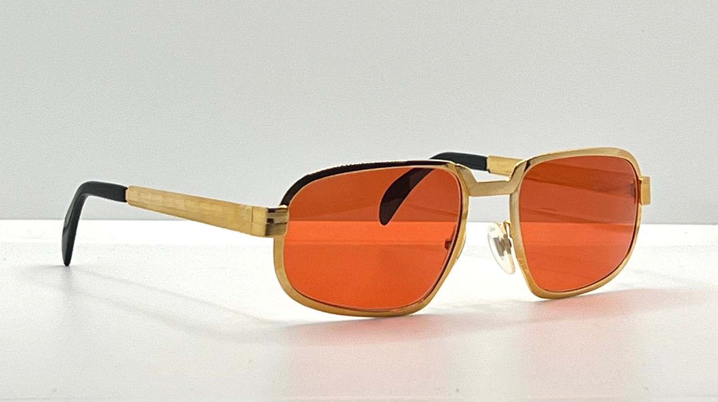 SWAN Medici 50420 Vintage Sunglasses-Gold Textured Frame w/New, Custom “Tuscan Flame” Lenses-Deadstock-Italy