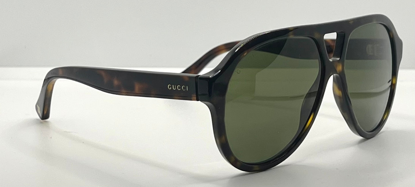 GUCCI GG0759S 002-Dark Havana Pilot Sunglasses-Optyl-Bee Detail-Full Kit-56mm
