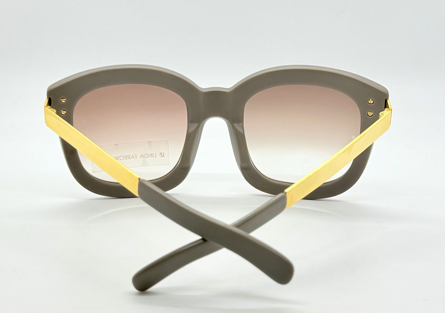 Linda Farrow Luxe LFL/1/6 Grey Gold Oversized Sunglasses Japan Deadstock Kit