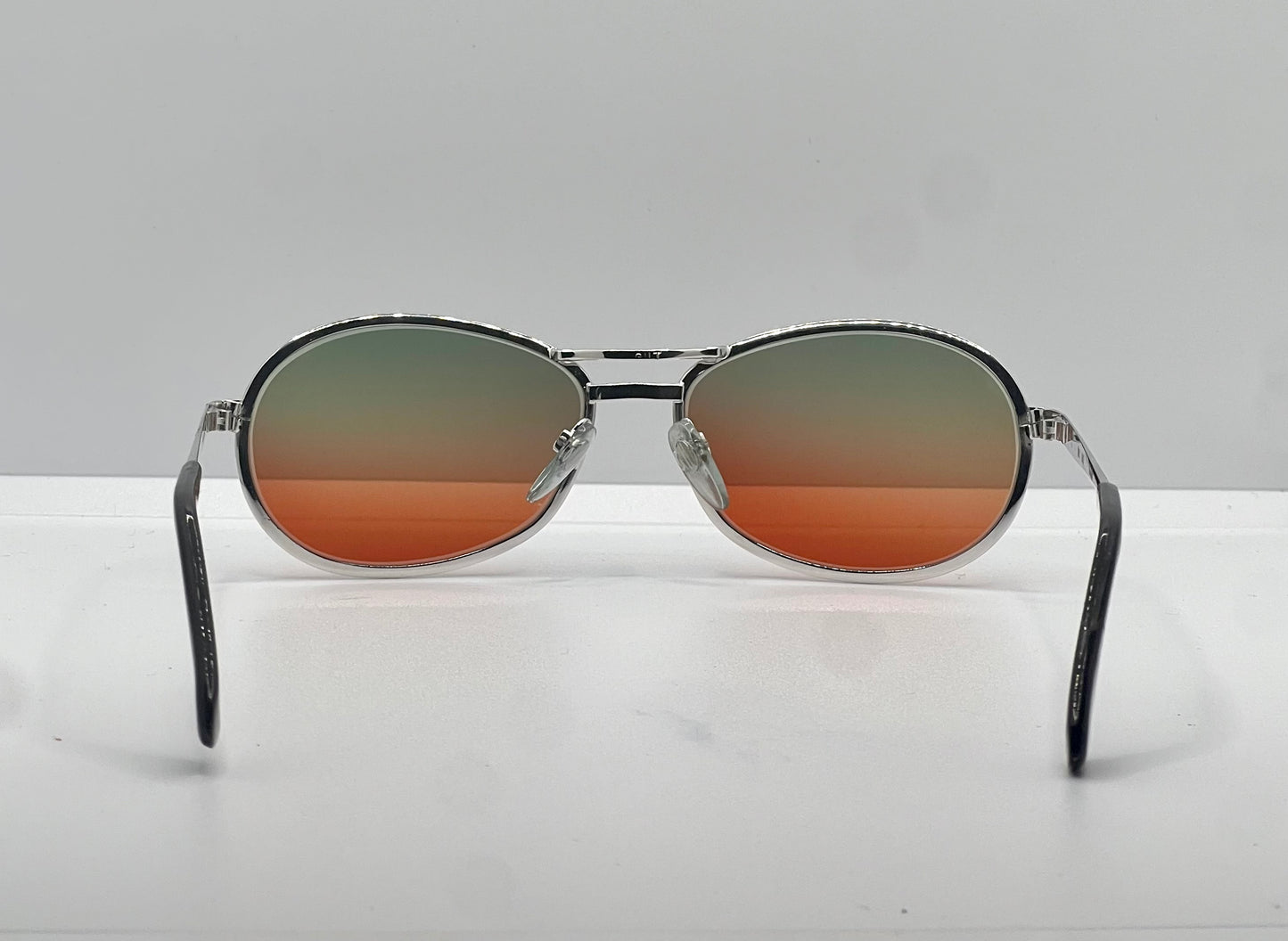 NOS SUZY GILT Vintage Silver Aviator Sunglasses w/New, Custom Sunset Fade Gradient Lenses