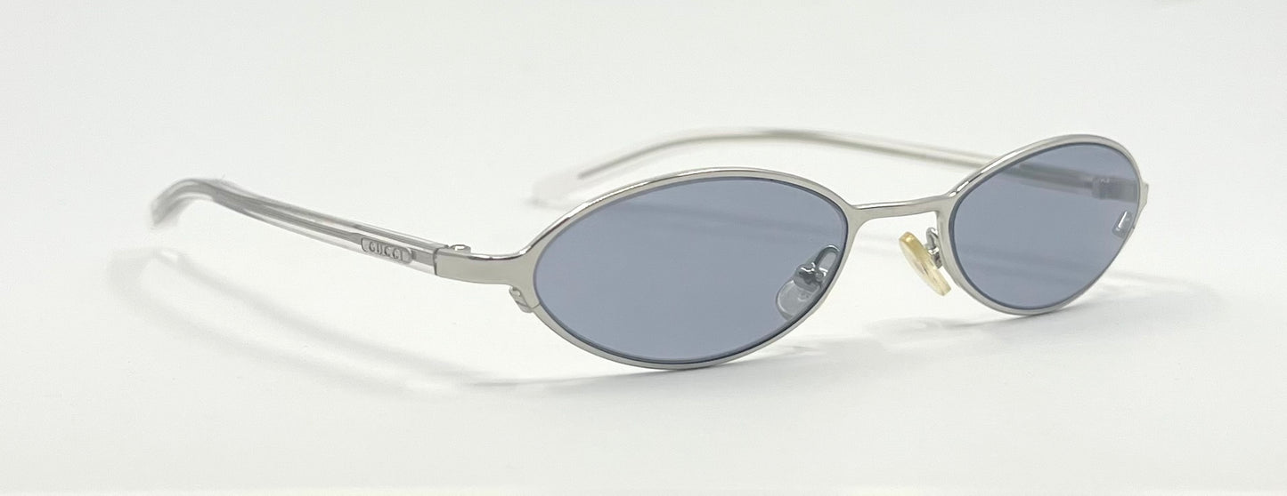 Gucci GG1608/S 8S7 Y2K Vintage Oval Sunglasses-New Solid Blue Tinted Custom Lenses