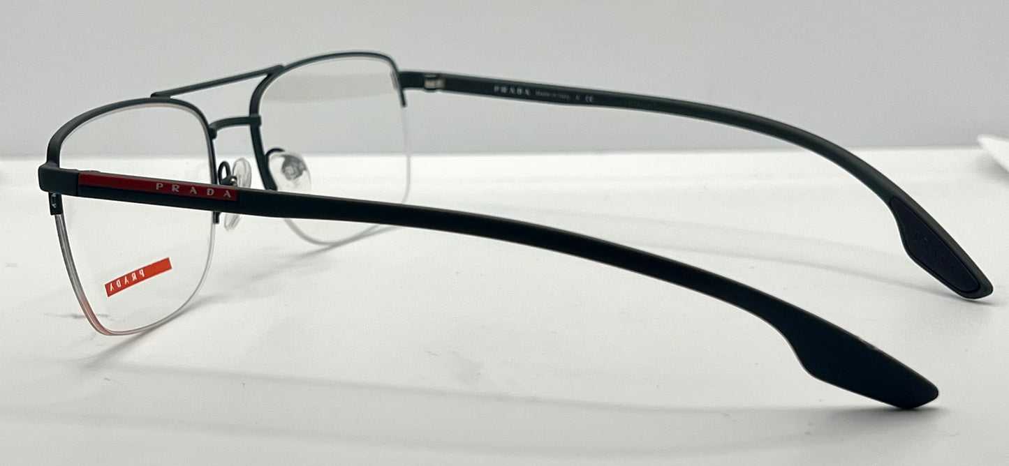 Prada VPS 51M 55-19-145 Black Red Half-Rim Glasses Made in Italy-New