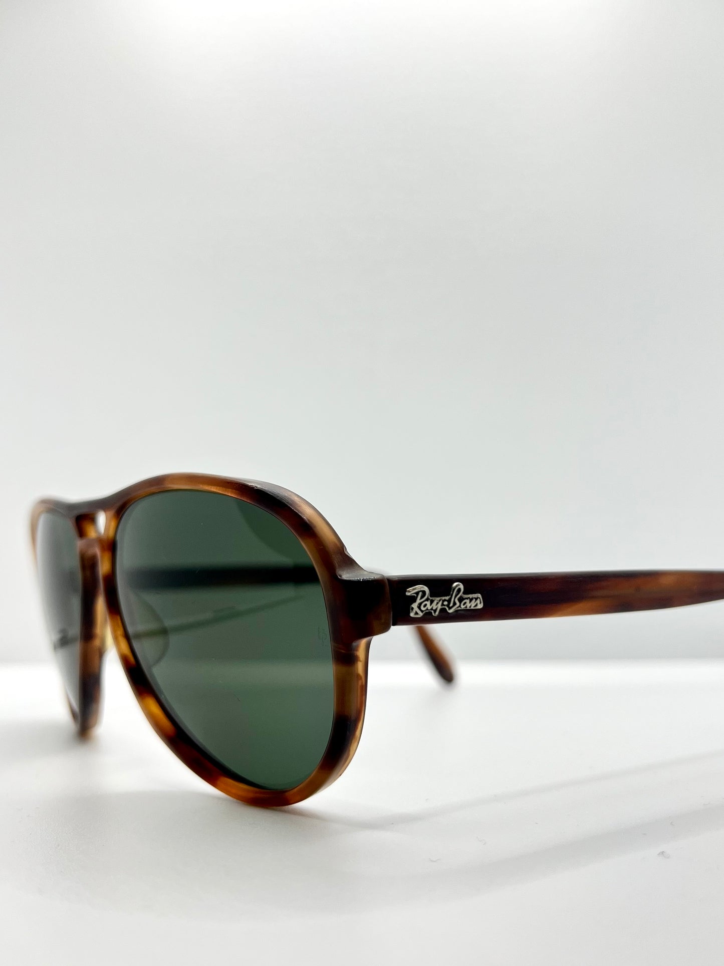 B&L Ray-Ban Vagabond Vintage Sunglasses 58mm-Tortoise Aviator-Etched B&L Lenses