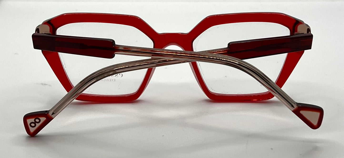 Esse Due ORTI Red Geometric Acetate Eyeglasses 53mm – Handmade in Italy – New Unworn