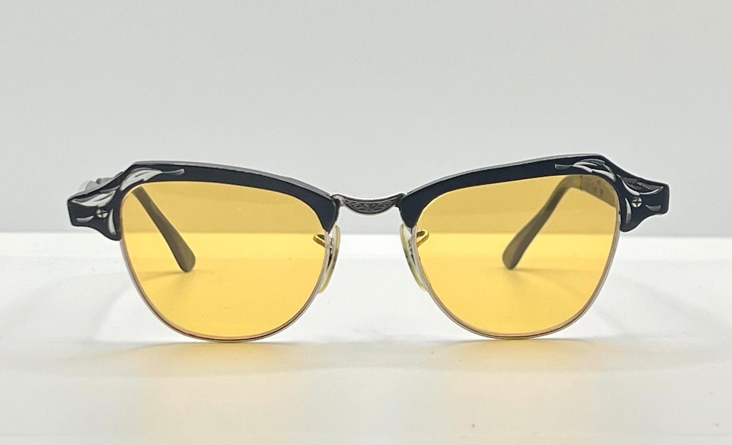 B&L 1/10 12K GF 20-46 Clubmaster-Style Vintage Sunglasses w/New, Custom Solid Persimmon Lenses